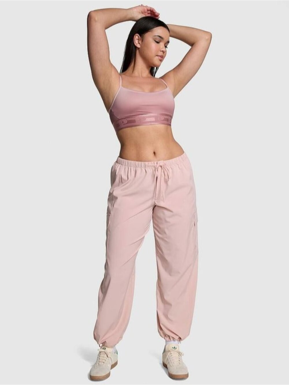 NWT Victoria’s Secret PINK Women's L Pale Pink Tech Stretch Cargo Pants